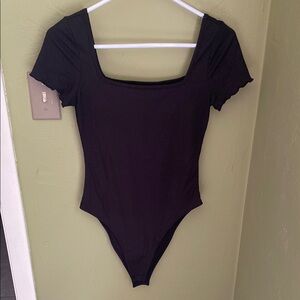 Black Ribbed Bodysuit
